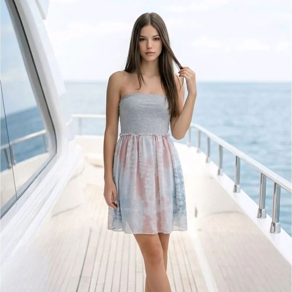 Kimchi Blue Tie Dye Strapless Mini Sweetheart Bandeau Tube Dress UO Summer Fun